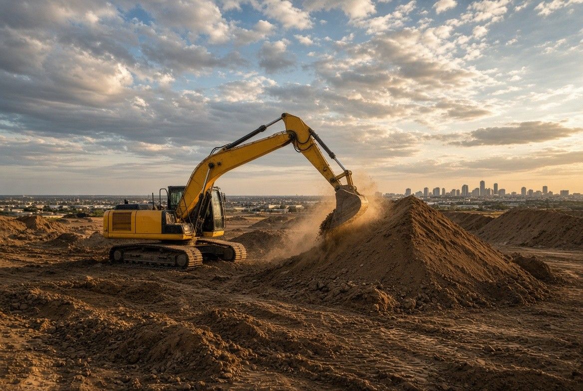 Groundworks and excavation on construction site